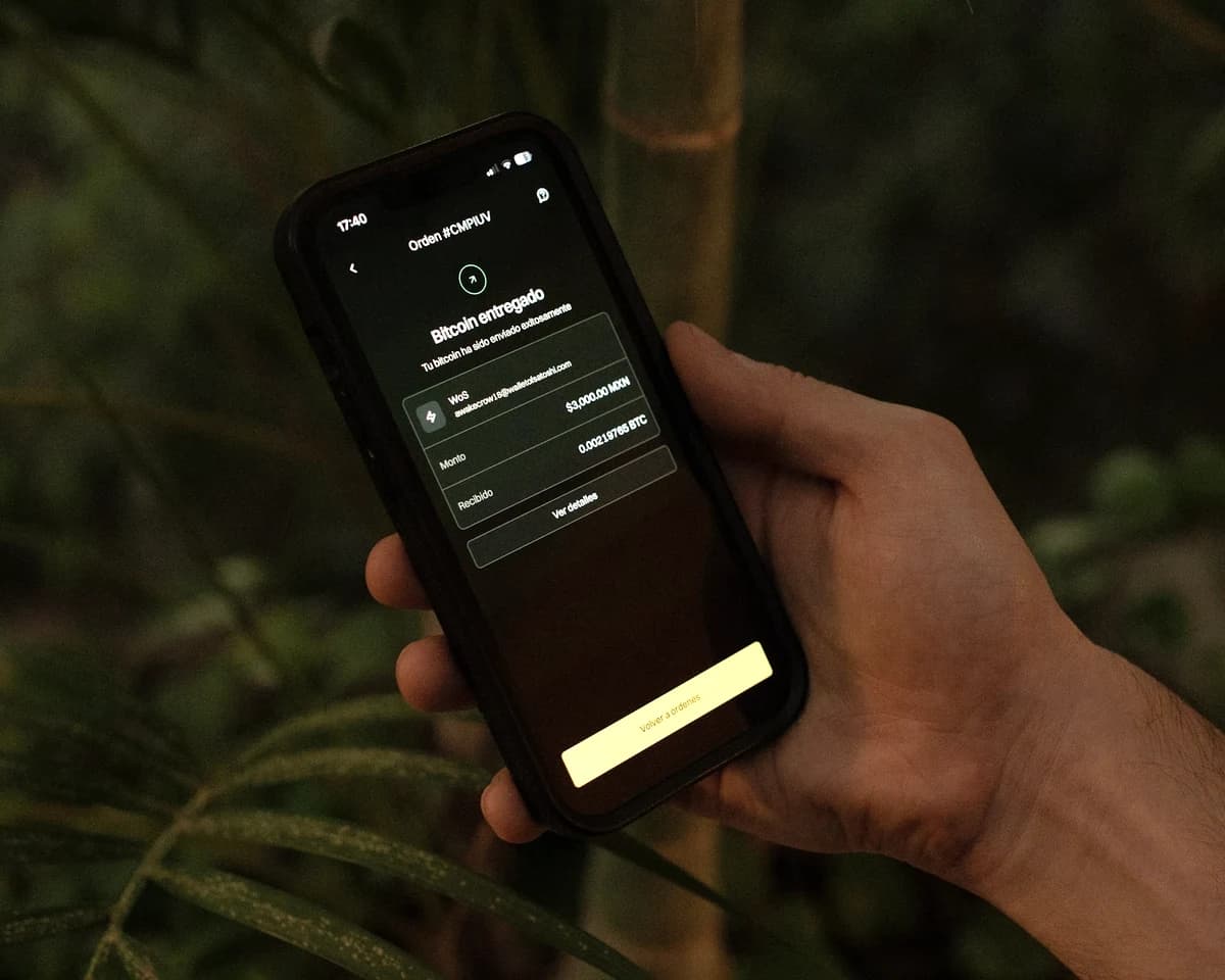 Bitcoin delivered to a wallet on Aureo