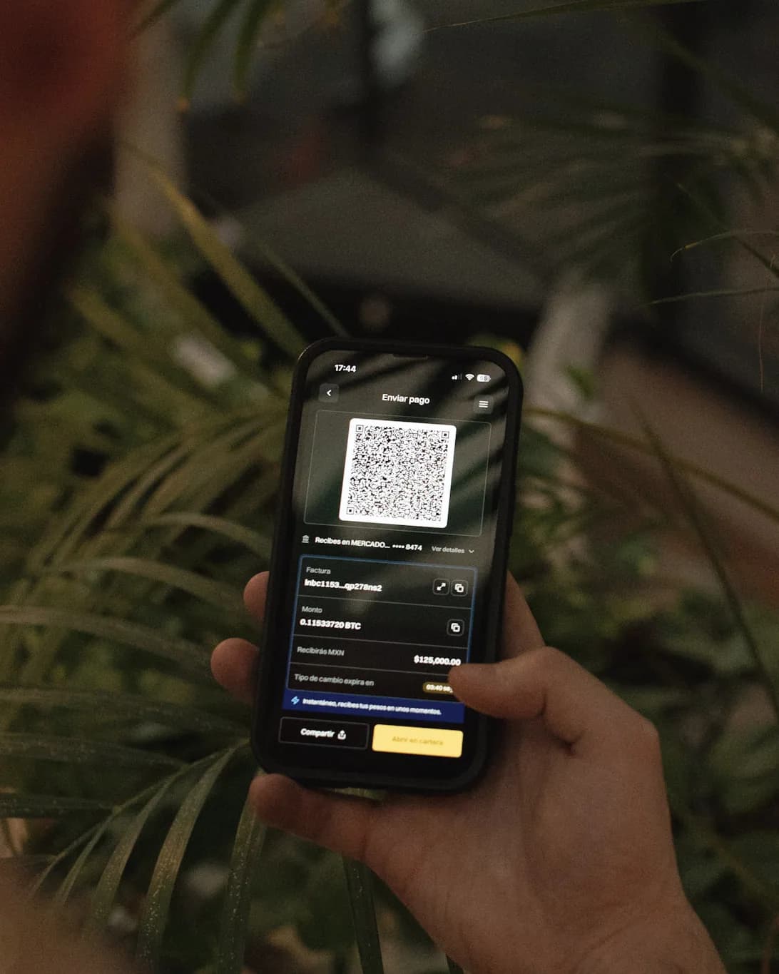 The Aureo app on a phone showing the payment screen of a Direct to Bank sale