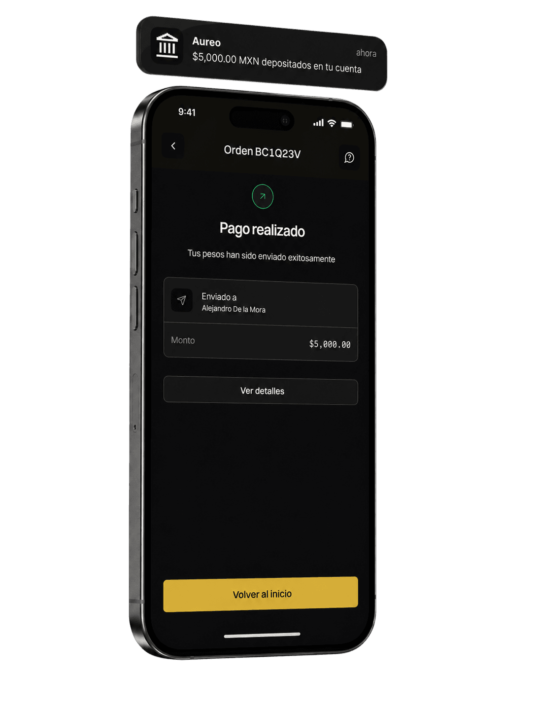 Flujo para vender bitcoin y recibir pesos en Aureo